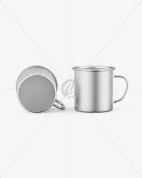 Download Two Matte Metallic Cups Mockup In Cup Bowl Mockups On Yellow Images Object Mockups