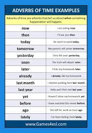 Most important adverbs of time list Adverb Examples And Adverb Example Sentences Games4esl