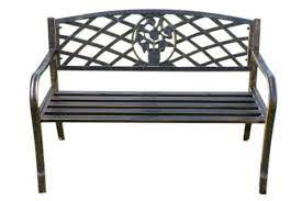 The bench sports a rustic look and looks pretty in any garden setting. Olive Grove Metal Garden Bench With Cast Iron Floral Pattern Insert Buy Online In Andorra At Desertcart 52559960