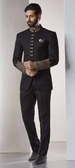 Brocade Jodhpuri Suit In Black And Grey With Embroidered Work Black Brocade E Wedding Outfit Men Indian Wedding Clothes For Men Wedding Dresses Men Indian