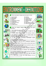 In This Printable Students Match The Pictures With The Words Phrases Related To The Environ Environment Definition Environment Pollution Activities Worksheets