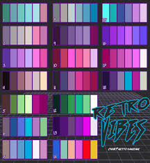 Lofi's color palette takes cues from vaporwave, often seen washed over anime imagery. 80s 90s Retrowave Color Palettes Colors Post Color Palette Challenge Neon Colour Palette Cool Color Palette