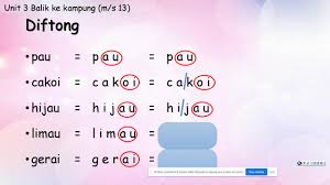 Diftong = apabila ada dua huruf vokal ( a,e,i,o,u) yang duduk sama2 dalam satu perkataan, anda perlu baca perkataan itu dalam satu sebutan.contoh : Ulang Kaji Diftong Dan Vokal Berganding Tahun 1 Bm Youtube