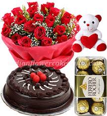 Our online birthday cakes shop provides you best delivering flowers and cakes is one of the prime services of both of them, i think floweraura is/should be the prime option when it comes to the. Send Online Chocolate Cake Rose Bouquet Ferrero Rochher Chocolate And Teddy Bear Order Delivery Flowercakengifts
