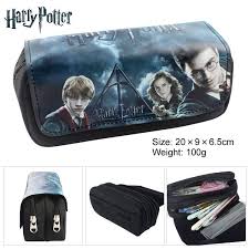 Harry Potter Hogwarts Logo Pencil Case Deathly Hallows Poster Pattern Pencil Bag Backpack Harry Potter Pencil Case Harry Potter Stationery Zipper Pencil Case