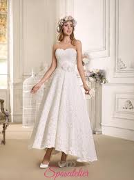 Abito da sposa vintage lace coperta gonna lunga pizzo francese schiena nuda. Abiti Da Sposa Vintage Corto Con Gonna Asimmetrica Online 2018sposatelier