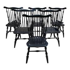 Early 20th Century Antique Black Windsor Chairs Set Of 6 Chairish Windsor Chair Lounge Furniture Design Chair