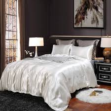 Shop wayfair for all the best satin comforters & sets. Amazon Com White Bedding Silk Like Satin Duvet Cover Set Silky Solid Color Bedding Silver White Silky Microfiber Satin Quilt Cover King 1 Duvet Cover 2 Pillowcases White King Kitchen Dining