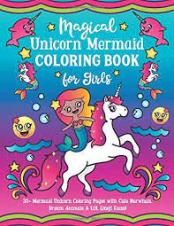 Matching clip art, party supplies and printables available to download and use. Buy Magical Unicorn Mermaid Coloring Book For Girls 30 Mermaid Unicorn Coloring Pages With Cute Narwhals Dream Animals Lol Emoji Faces Book Online At Low Prices In India Magical Unicorn