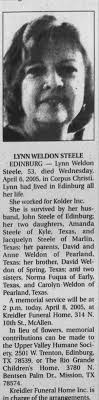 Obituary for LYNN WELDON STEELE (Aged 53)