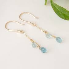 アクアマリン k10yg シルクロングピアス ドロップイヤリング ピアス アクセサリー