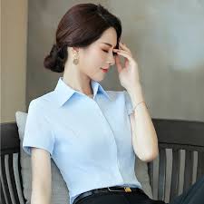 Formal Women Work Blouses Shirts Short Sleeve Office Ladies Tops Ol Styles Light Blue Blouses Shirts Aliexpress