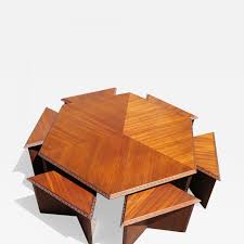 A gorgeous pair of french regency louis xvi style nightstands or end tables by henredon usa, circa 1960s white lacquered walnut, with original brass hardware. Frank Lloyd Wright Complete Taliesin Coffee Table Set By Frank Lloyd Wright For Heritage Henredon