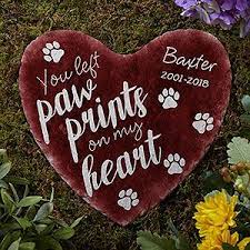 Paw Prints On My Heart Personalized Heart Garden Stone Personalized Pet Memorial Pet Memorial Stones Personalized Pet Gifts