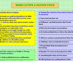 Forming passive sentences from given words and mixed passive fill in examples for english as a second language. Mixed Active Passive Voice Worksheet