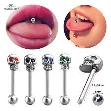Lait pour nourrissons et fluorose de l'émail. Starbeauty 1pc Schwarz Auge Schadel Zunge Piercing Zunge Ring Edelstahl Nippel Ring Industrielle Piercing Langue Korper Schmuck Body Jewelry Piercing Tonguetongue Rings Aliexpress