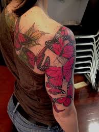 Http Tattoomagz Com Red Butterflies Tattoos Girl Shoulder And Arm Red Butte Butterfly Tattoo On Shoulder Butterfly Tattoos On Arm Butterfly Tattoos For Women