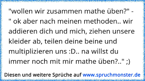 Wollen Wir Zusammen Mathe Uben Ok Aber Nach Meinen Methoden Wir Addieren Dich Und Mich Ziehen Unsere Kleider Spruchmonster De