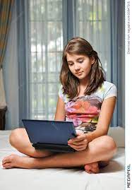 Young cute teenage girl in classroom at blackboard seating on table smiling, modern hipster young cheerful teenage girl on white background. Young Teen Girl Laying On Her Bed With Notebook Stock Photo 26847505 Megapixl