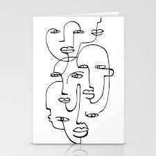 abstract faces greeting card by ana carvalho set of 3 folded cards 5 x 7 in 2021 abstract faces abstract art