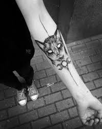 By dubuddha july 3, 2017. Amazing Black Ink Detailed Sketch Style Cat Face Tattoo On Forearm Tattooimages Biz