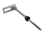 NAKA Photovoltaic Hanger Bolt M10 x 250 mm with Adapter Plate 80 x 30 x 5  mm Stainless Steel for Solar Panel Double Threaded Screw A2 M10 EPDM with  ...