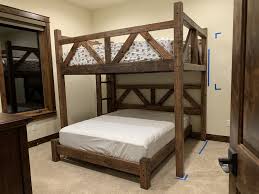 Some plans are very complicated. Queen Over Queen Perpendicular Timber Bunk Custom Bunk Beds Diy Bunk Bed Bunk Beds