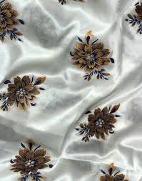 Maybe you would like to learn more about one of these? Off White Floral Print On Viscose Satin Jacquard Dress Material Fabric Charu Creation