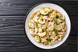 How to zucchini and onions like chinese takeaway. Chinese Cuisine Stir Fry Pork With Vegetables And Sesame Seeds Close Up In A Pan Horizontal Top View Stock Photo Image Of Chopsticks Cauliflower 166309552