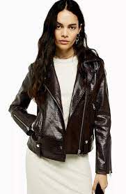 Topshop Burgundy Faux Leather Jacket Faux Leather Moto Jacket Burgundy Faux Leather Jacket Borg Lined Denim Jacket
