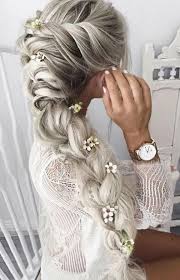 The hair is braided obliquely and the hair ends are fixed with a shinning hair pin. 47 Elegant Ways To Style Side Braid For Long Hair Sooshell Long Hair Styles Braided Hairstyles For Wedding Side Braids For Long Hair