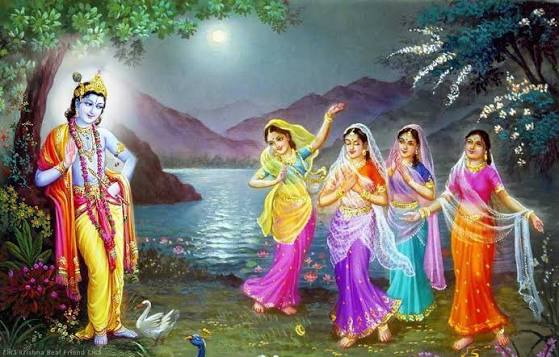 Raas Leela Krte Huye Bhagwan Krishna Ka Wallpaper Gopiyo Ke Sath - HinduWallpaper