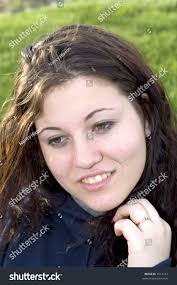 Beautiful Teenager Sitting Outside Smile On Stock Photo 3513122