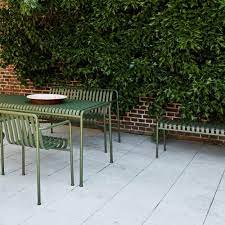 This outdoor dining table with a bench is perfect for picnic and dining. Hay Palissade Garden Bench Ambientedirect