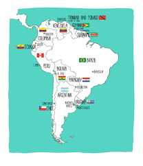 I have nothing against people in sur , that promotes an union between chile, argentina and uruguay and also considers adding paraguay and the 3 southernmost states of brazil (paraná. Hand Drawn Vector Map Of South America With Flags Elements Different Royalty Free Cliparts Vectors And Stock Illustration Image 82863579