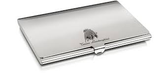 Measures 3 7/8 inches length by 2 inches in width. Tonino Lamborghini Silver Collection Logo Business Card Holder At Forzieri Australia