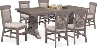 Charthouse Rectangular Dining Table And 6 Upholstered Dining Chairs Gray Grey Upholstered Dining Chairs Rectangular Dining Table Dining Room Sets