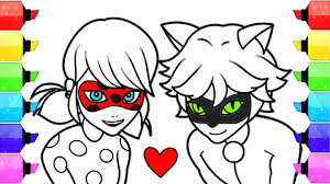 Sadistic cat | miraculous ladybug. Miraculous Ladybug Coloring Pages How To Draw And Color Ladybug And Cat Noir Coloring Book Youtube