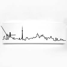 Black And White Toronto Skyline Drawing Toronto Skyline Clock Toronto Skyline Design Clock