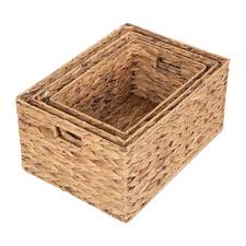We specialize in manufacturing and exporting handicrafts products such as: Buy Retreat Water Hyacinth Rectangular Storage Set 3 Set Of 3 Amara