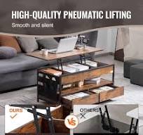 SKYSHALO Lift Top Coffee Table, 39.4 in. Rectangle Coffee Table with Extra  Storage Pockets, Pop Up Coffee Table, Brown KFZZFX394INC9EUJEV1-1017
