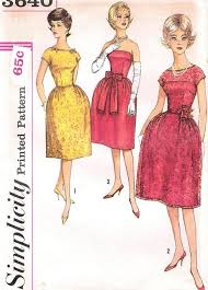 Early 60s Lovely Evening Cocktail Dress Pattern Flattering Strapless Version Bell Sh Evening Dress Patterns Cocktail Dress Patterns Cocktail Evening Dresses