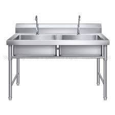 The standard width for a double bowl sink is 22 inches.however, double bowl kitchen sinks can be as wide as 48 inches.the bowls can be equal size or the sink can consist of one basin that is several inches wider than the other basin. China Custom Size Commercial Stainless Steel 304 Double Kitchen Sink Table Photos Pictures Made In China Com
