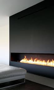 Long Horizontal Fireplace In Dark Wood Architect Unknown Contemporary Fireplace Horizontal Fireplace Home Fireplace