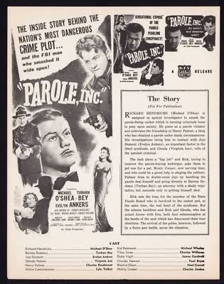 PAROLE INC Original Movie Flyer Herald 1950s Film Noir Evelyn Ankers Crime