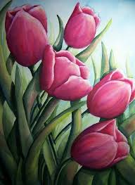 Pin By Ildiko Bacsa On Art Tulip Painting Flower Painting Easter Paintings