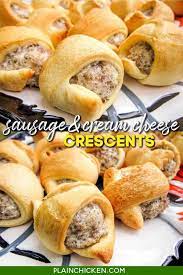Sausage And Cream Cheese Crescents Only 3 Ingredients Sausage Cream Cheese And Cresc Cream Cheese Crescent Rolls Crescent Roll Appetizers Breakfast Slider