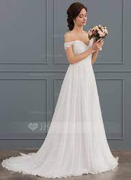 Dress silhouette & neckline guide. Us 219 00 A Line Princess Off The Shoulder Sweep Train Chiffon Lace Wedding Dress With Ruffle Jj S House Wedding Dresses Lace Ballgown Wedding Dresses Wedding Dresses Lace