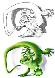 Gecko Cute Drawings Sketches Cartoon Character Design