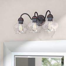 I've finally found vanity lights i like but am trying to decide on size. Three Posts Piqua 3 Light Vanity Light Finish Oil Rubbed Gilded Glass In Bronze Oil Rubbed Bronze Nickel Size 8 H X In 2021 Vanity Lighting Light Bathroom Lighting